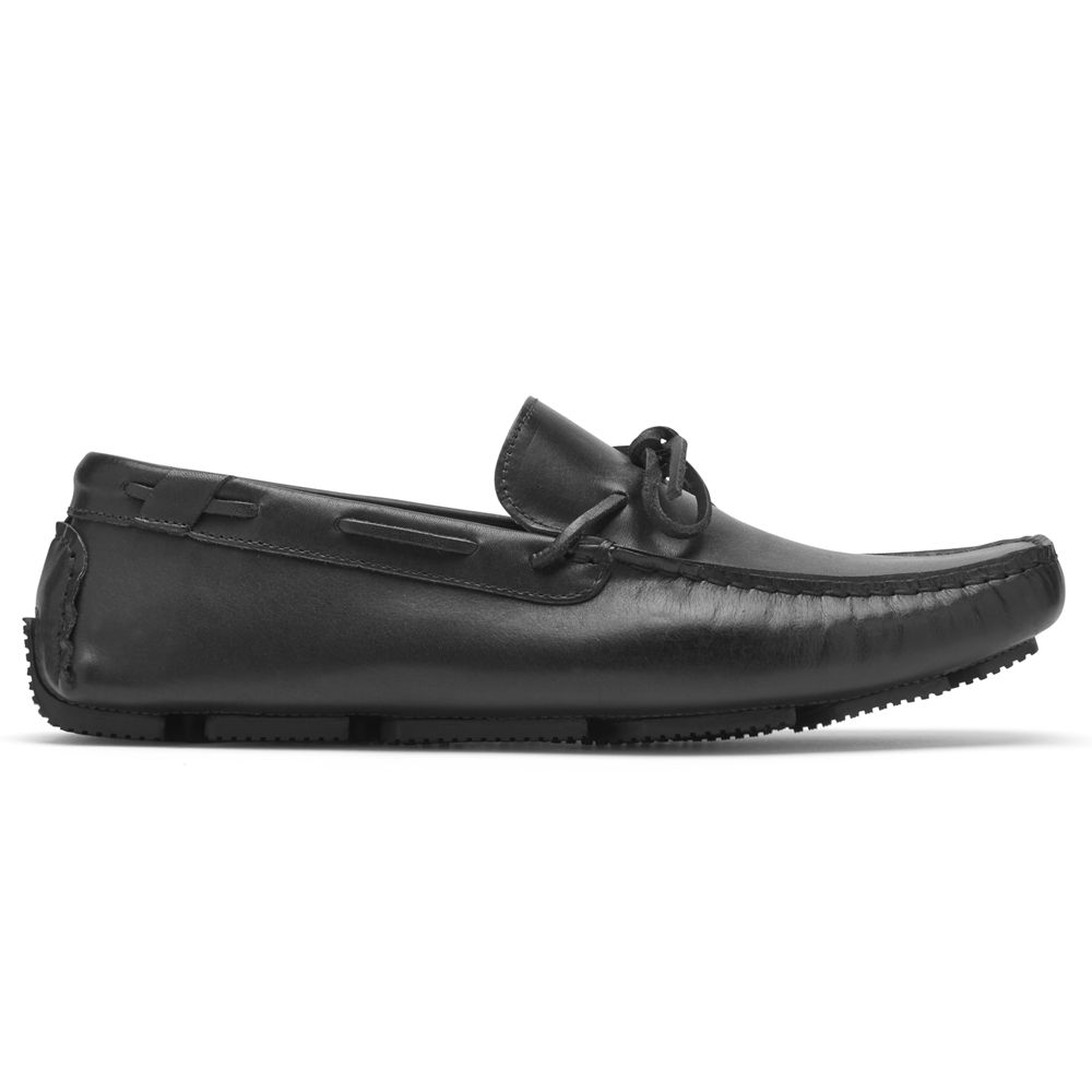 Rockport Rhyder Tie Slip-Ons - Mens Loafers - Black - NZ (CIW-648097)